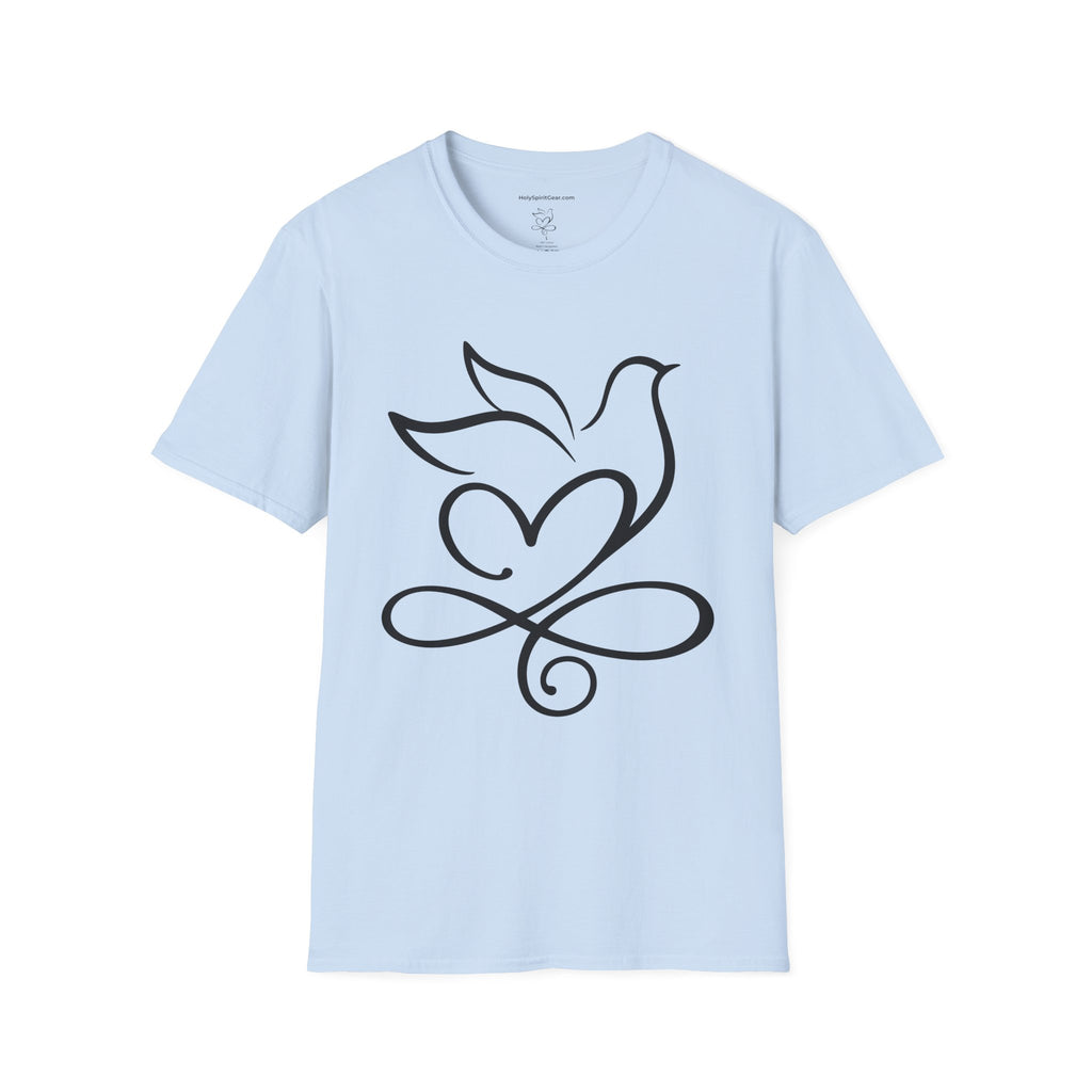 Holy Spirit T-Shirt — Minimalist Dove & Heart Line Art Tee