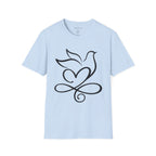 Holy Spirit T-Shirt — Minimalist Dove & Heart Line Art Tee