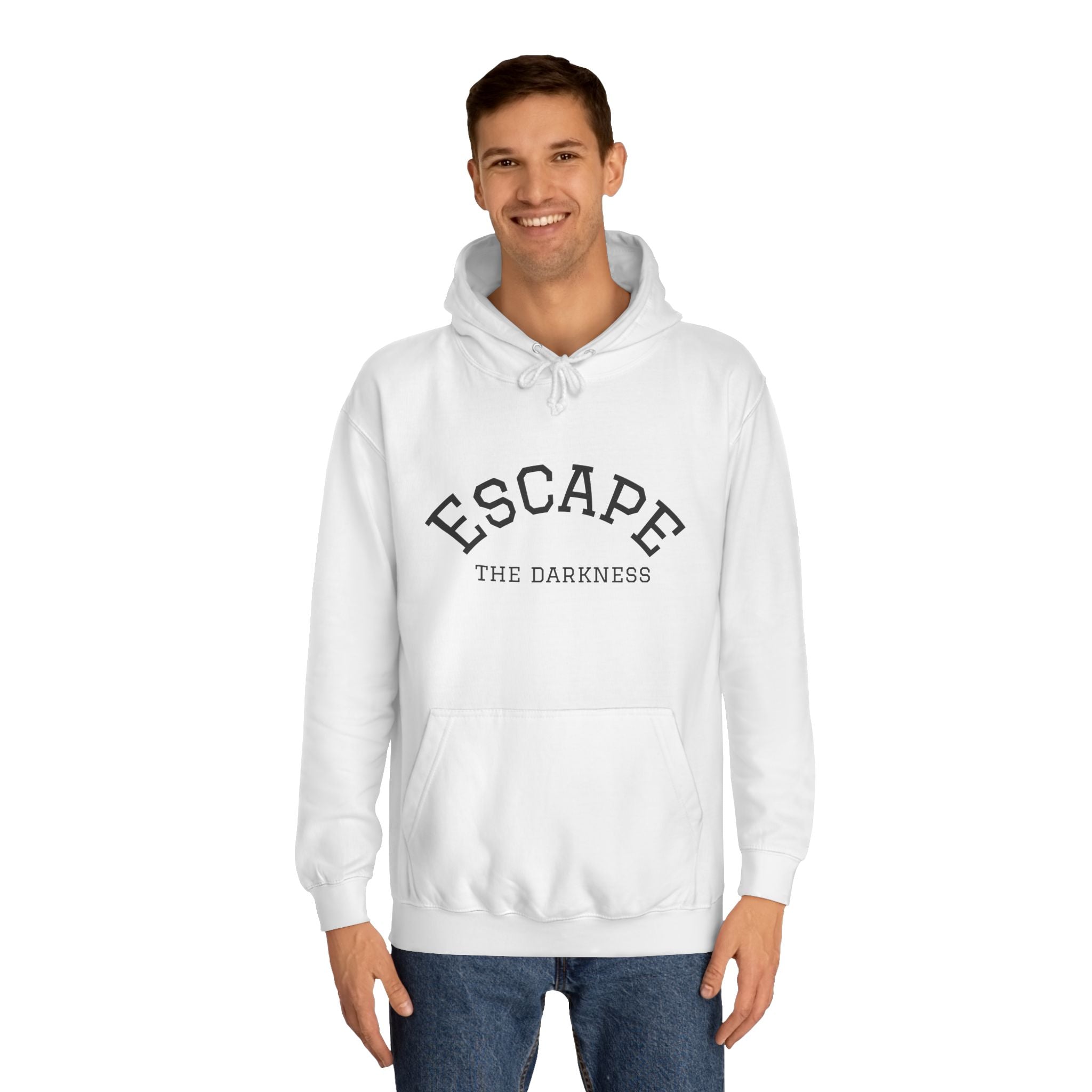 Escape the Darkness Hoodie — Heart Graphic College Pullover