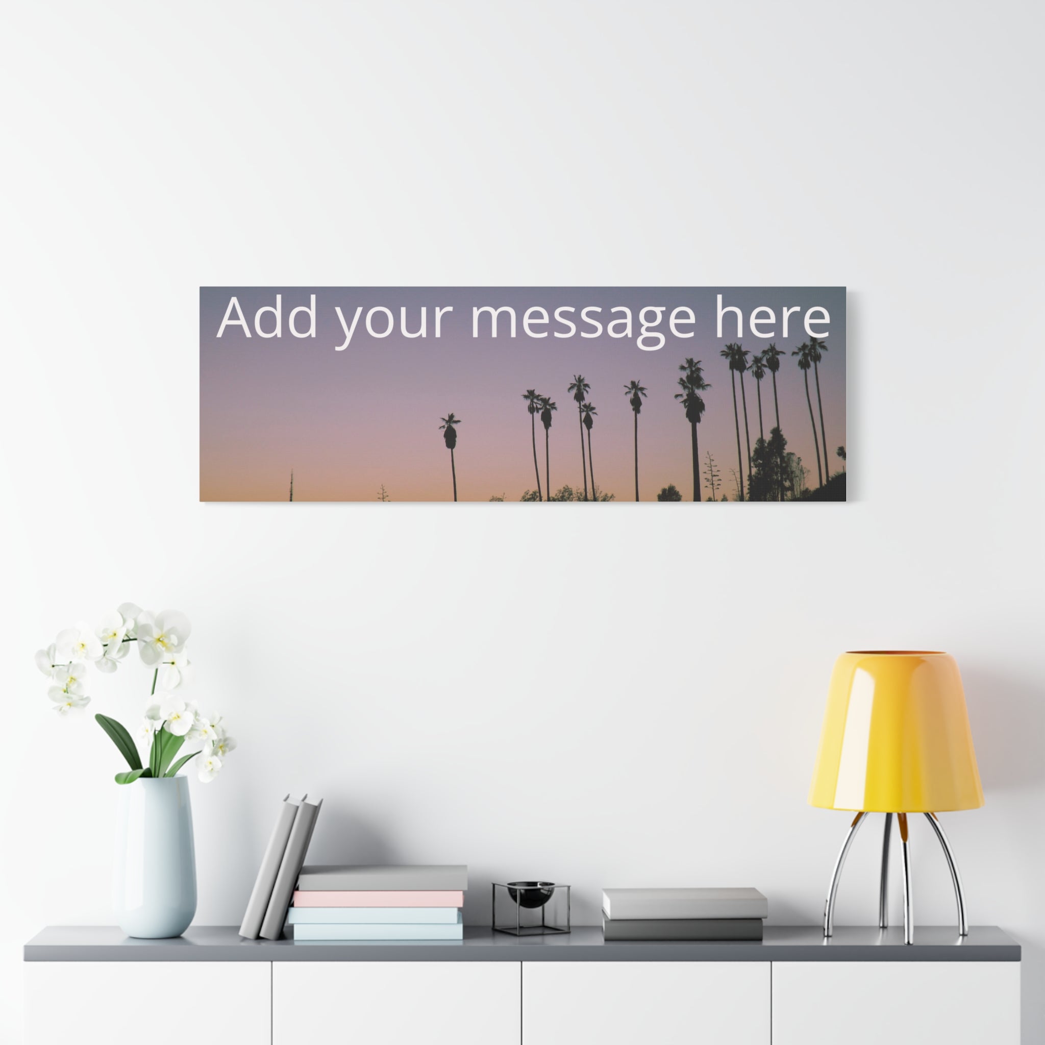 Personalized Sunset Palm Canvas  with Custom Text