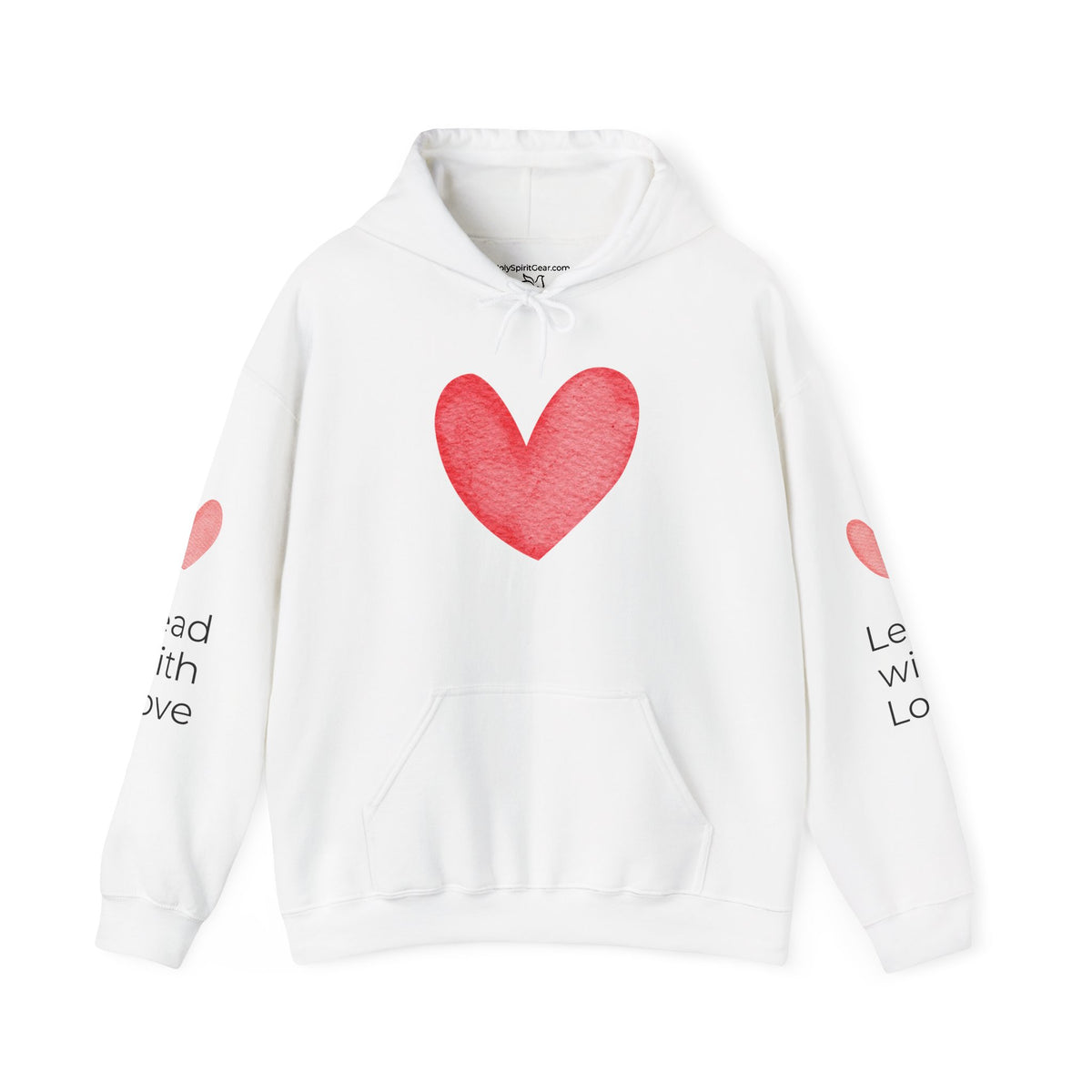 Angel Wings Hoodie — Angel Wing Graphic Hooded Sweatshirt with 'Lead with Love' Sleeves