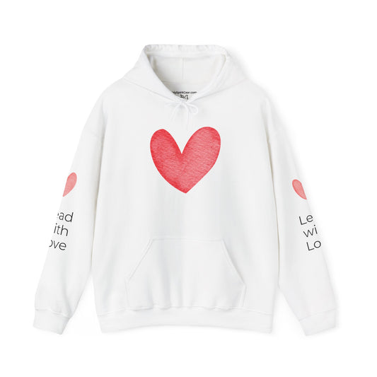 Angel Wings Hoodie — Angel Wing Graphic Hooded Sweatshirt with 'Lead with Love' Sleeves