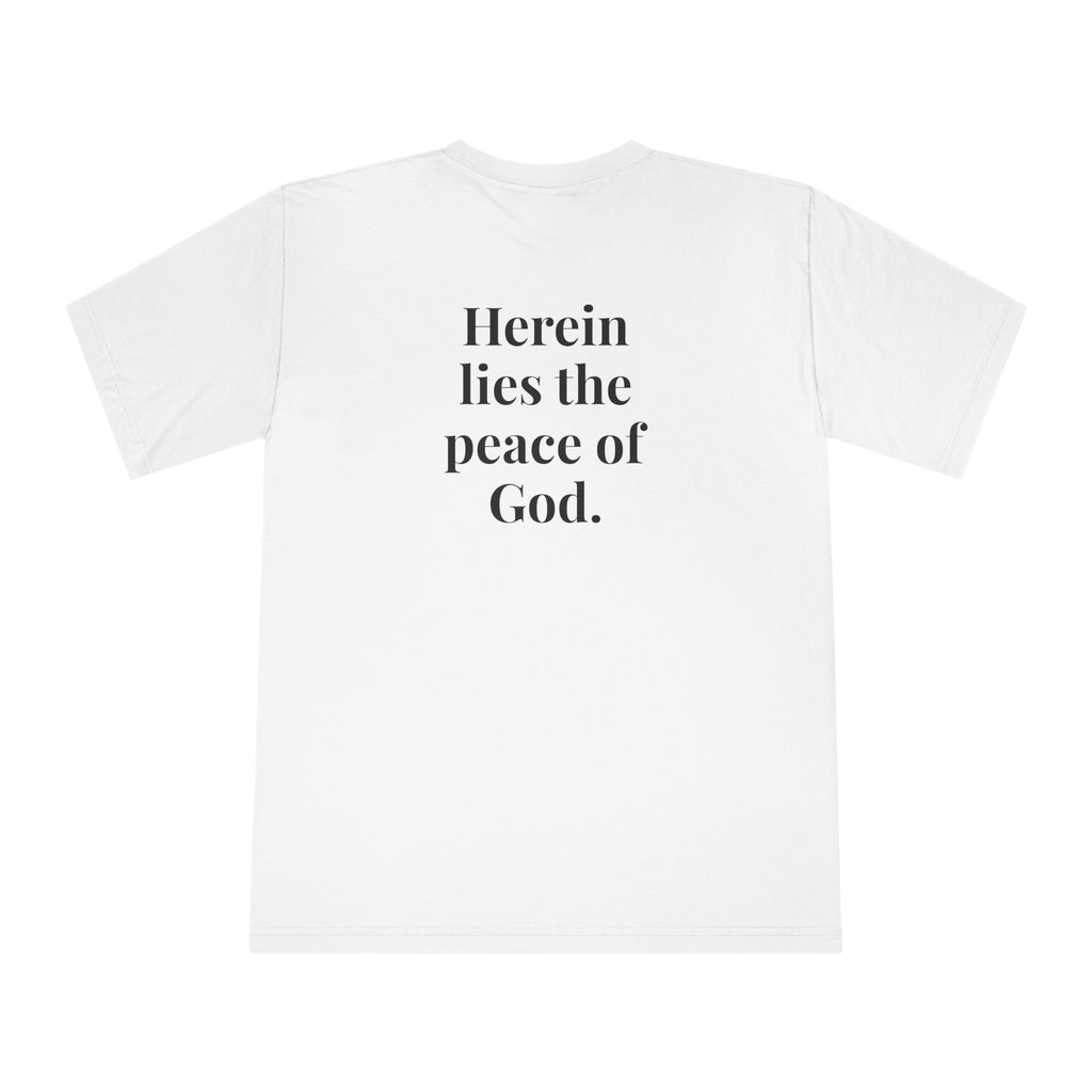 "Nothing real can be threatened" — Inspirational Crewneck T‑Shirt (I am as God Created me)