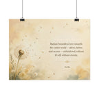Inspirational Dandelion Poster — "Radiate boundless love" Buddhist Quote Rolled Art Print
