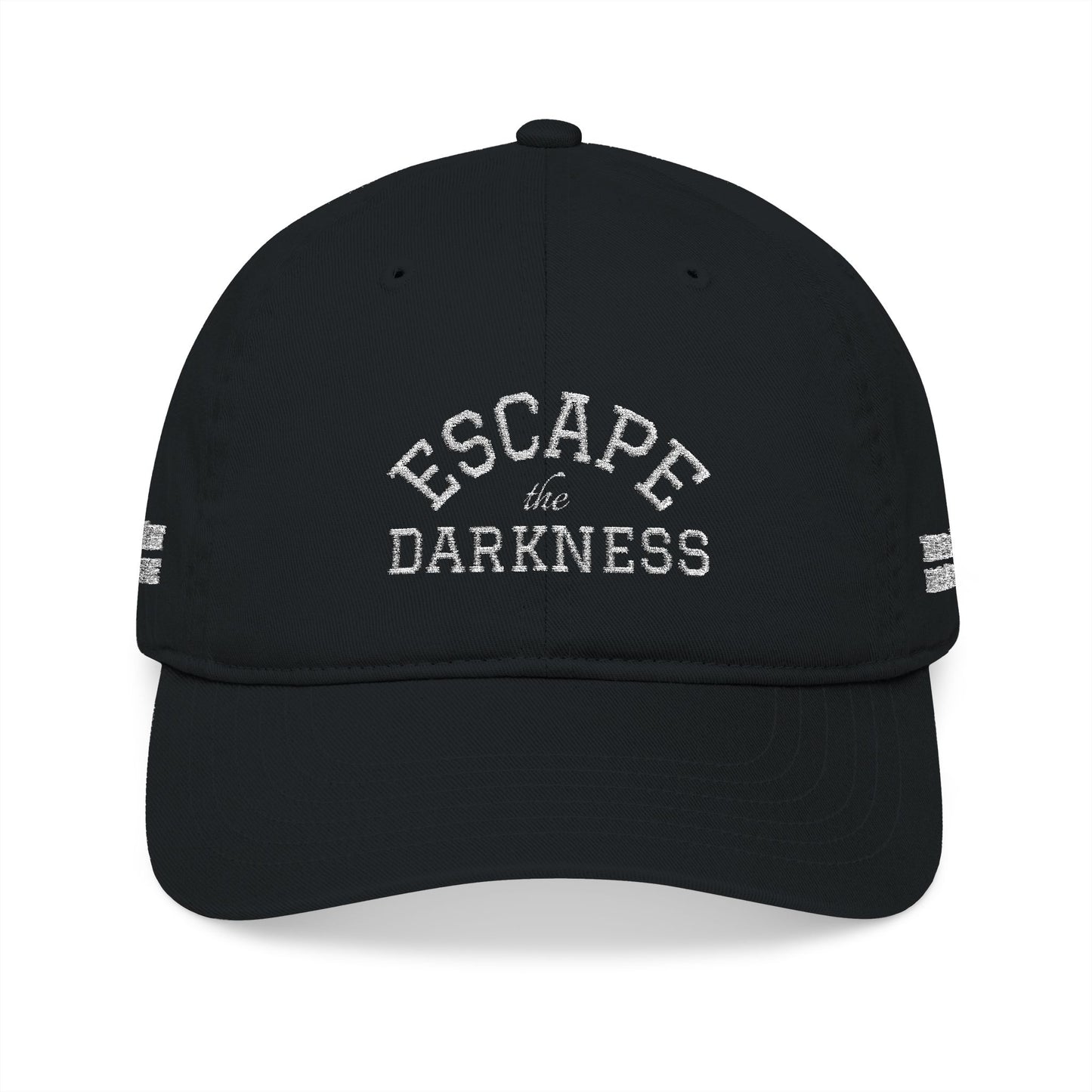 Escape the Darkness Embroidered Baseball Cap — Organic Cotton, Spiritual Hope Hat
