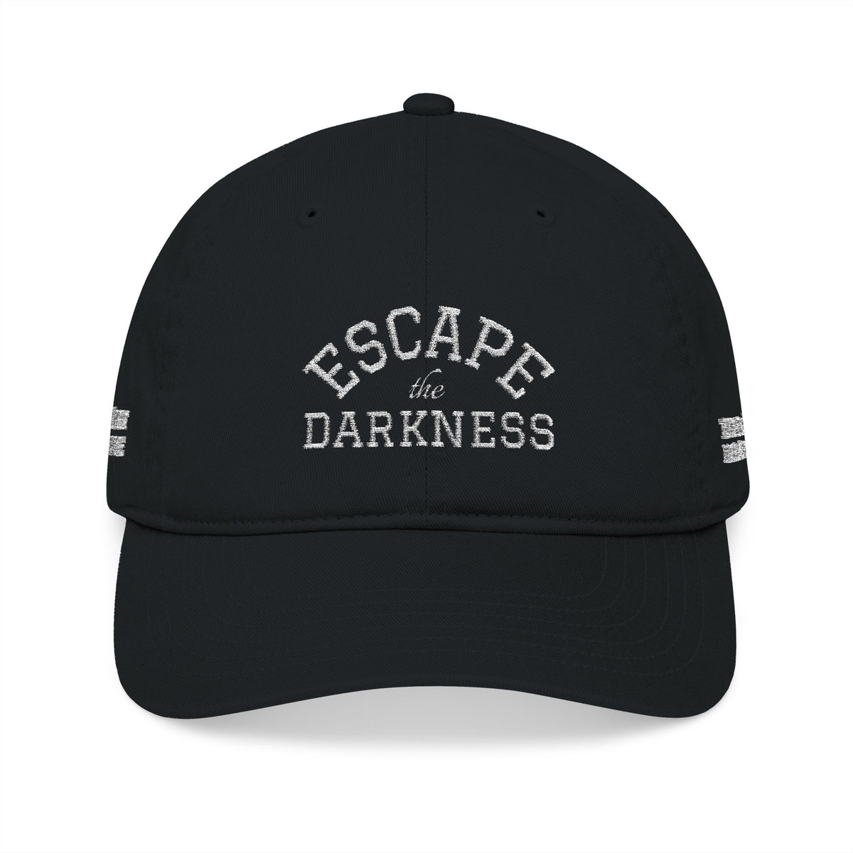 Escape the Darkness Embroidered Baseball Cap — Organic Cotton, Spiritual Hope Hat