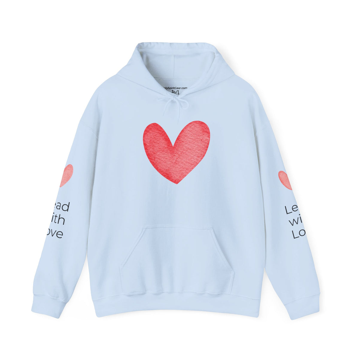 Angel Wings Hoodie — Angel Wing Graphic Hooded Sweatshirt with 'Lead with Love' Sleeves