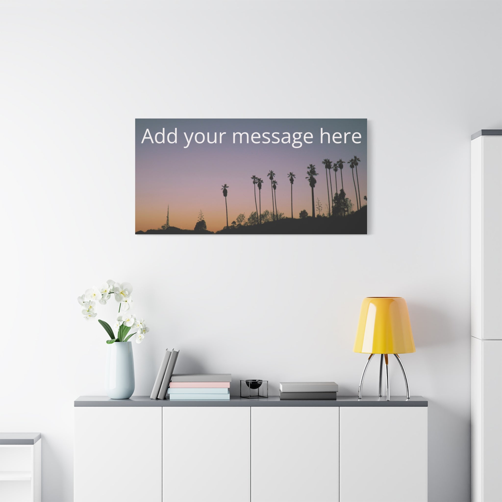 Personalized Sunset Palm Canvas  with Custom Text
