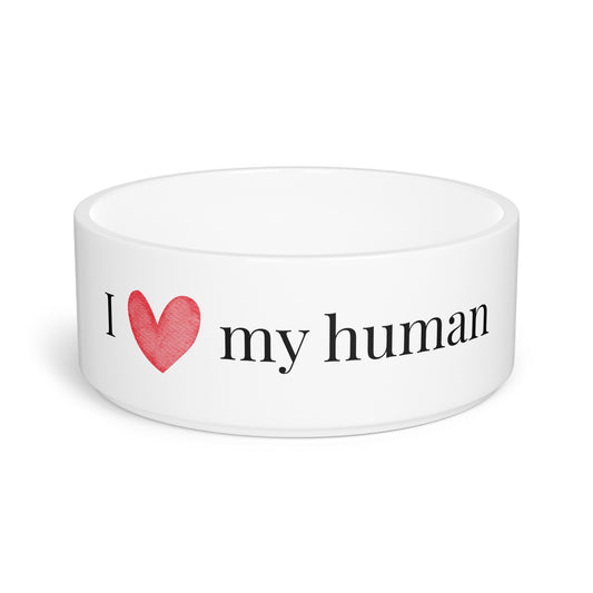 Pet Bowl — "I  Heart My Human" Ceramic Dog & Cat Feeding Bowl