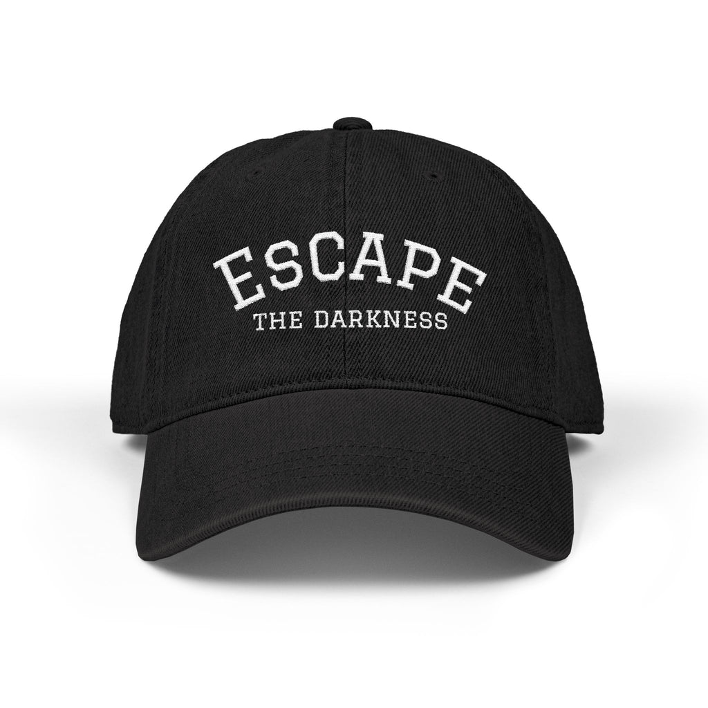 Embroidered 'Escape the Darkness' Denim Baseball Cap — Black Casual Baseball Cap