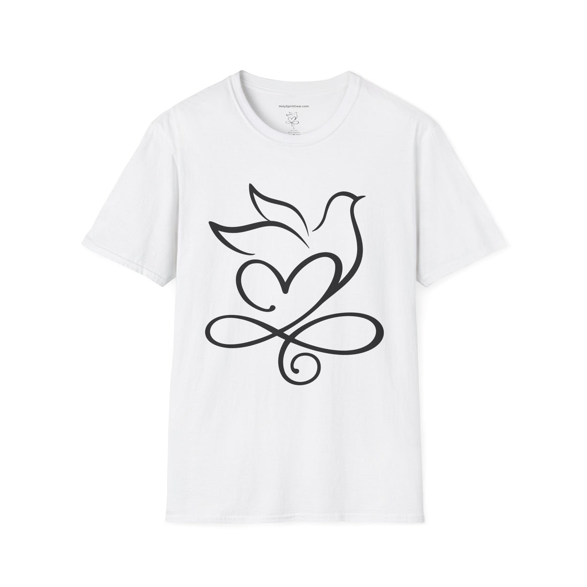 Holy Spirit T-Shirt — Minimalist Dove & Heart Line Art Tee