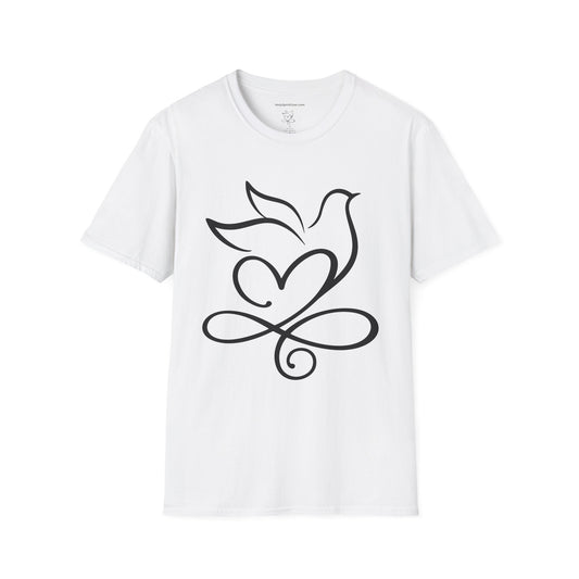 Holy Spirit T-Shirt — Minimalist Dove & Heart Line Art Tee