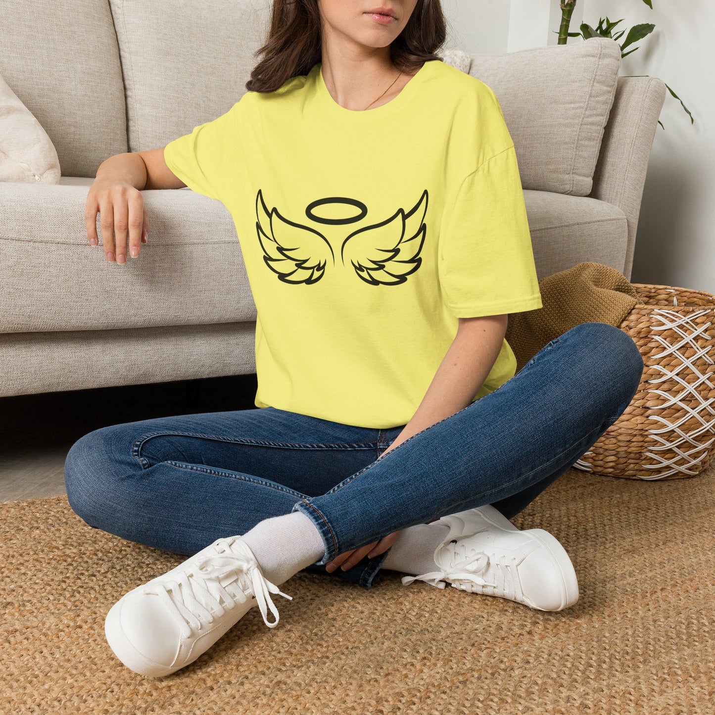 Angel Wings Graphic T-Shirt — Halo & Wing Minimalist Tee