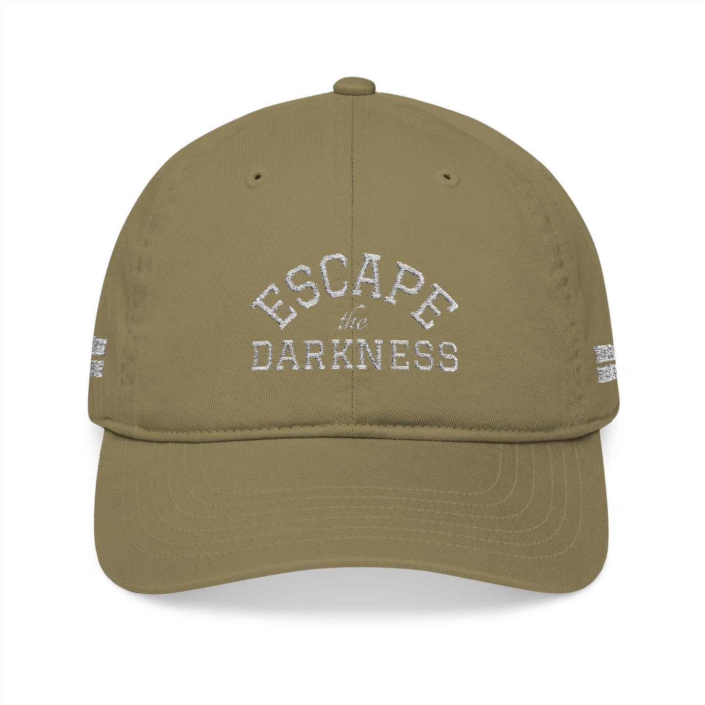 Escape the Darkness Embroidered Baseball Cap — Organic Cotton, Spiritual Hope Hat