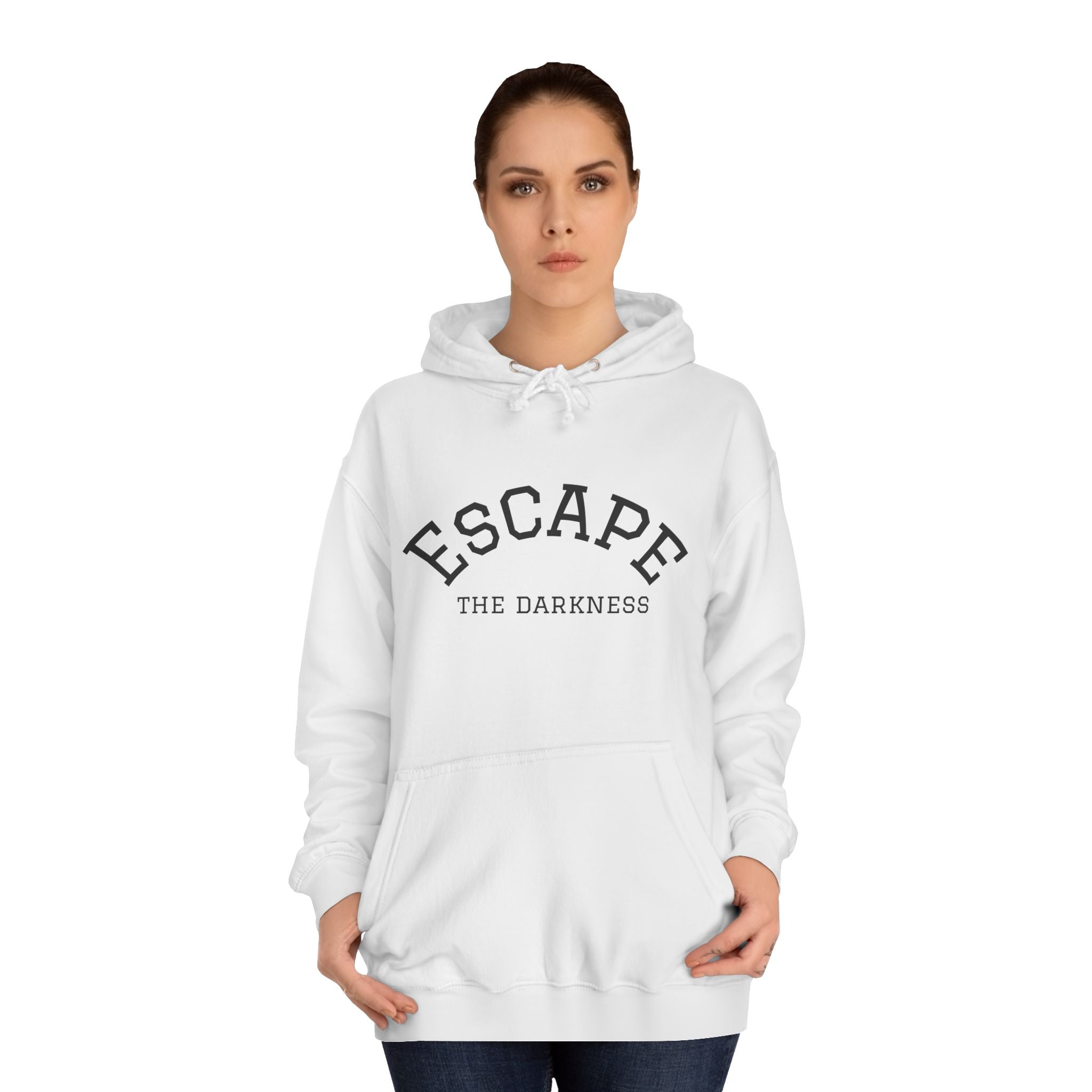 Escape the Darkness Hoodie — Heart Graphic College Pullover