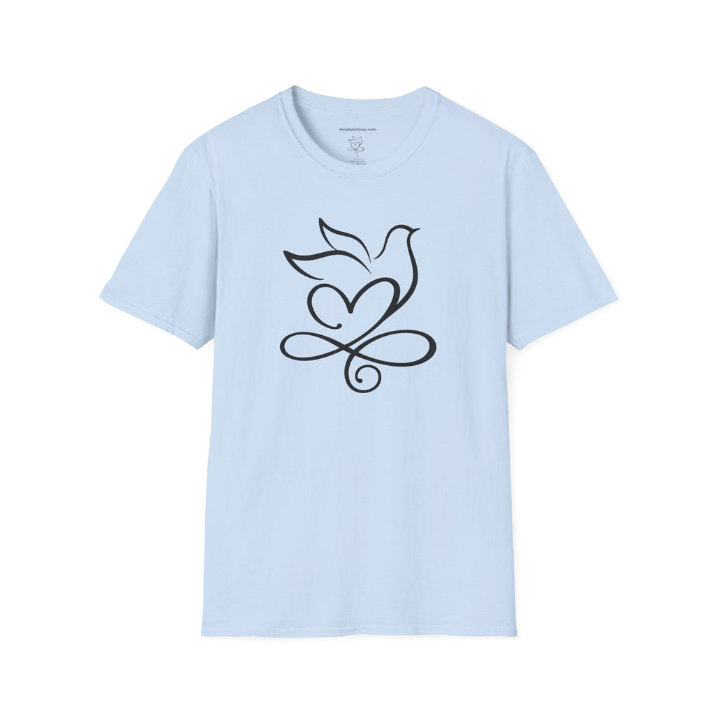 Holy Spirit T-Shirt — Minimalist Dove & Heart Line Art Tee