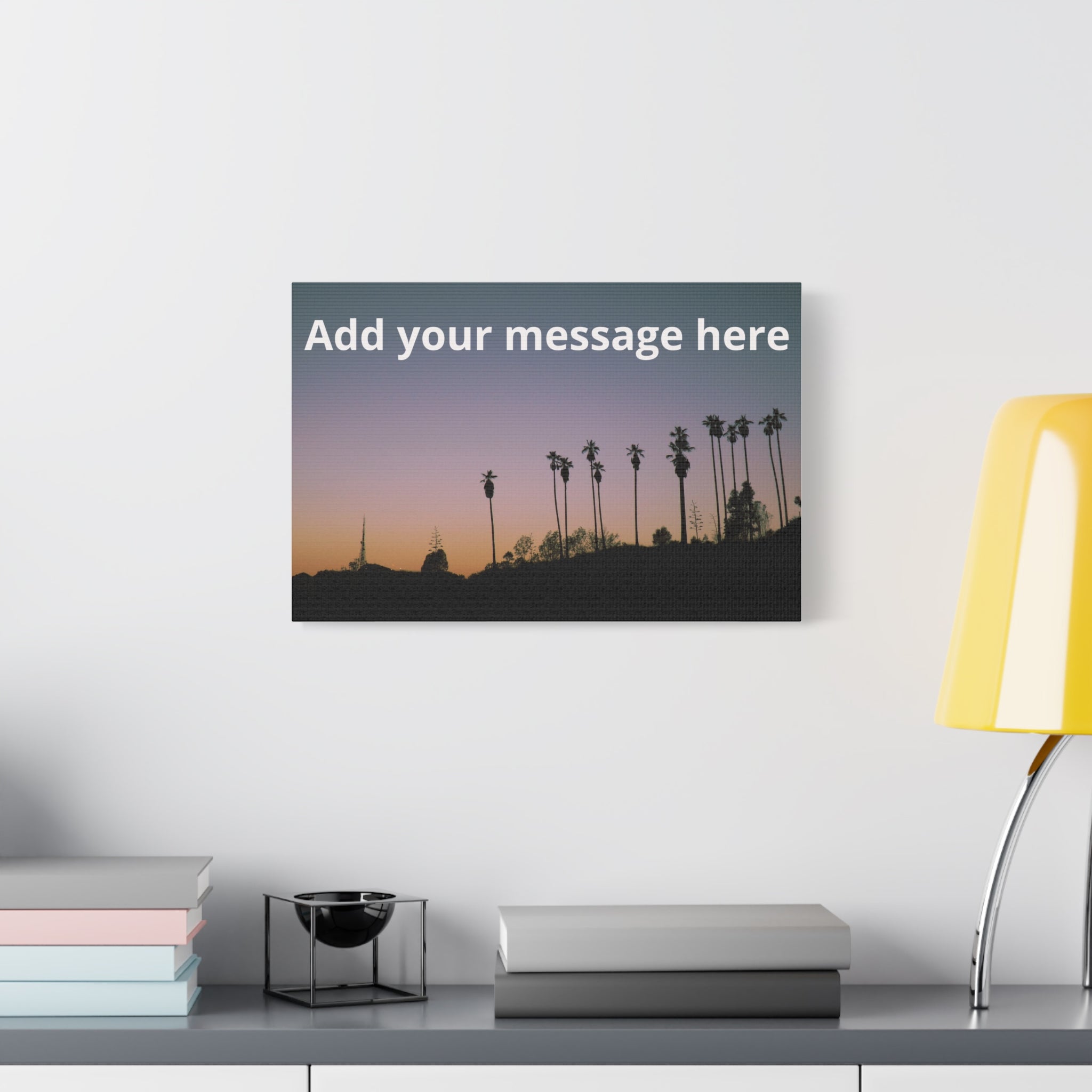 Personalized Sunset Palm Canvas  with Custom Text