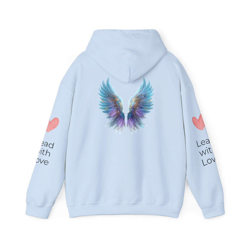 Angel Wings Hoodie, Lead with Love Graphic Hooded Sweatshirt