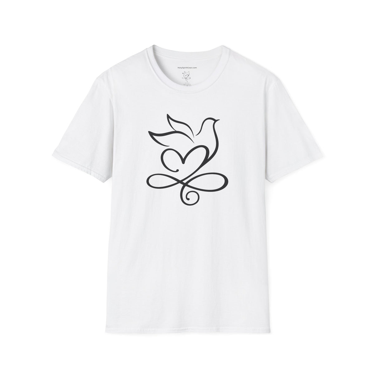 Holy Spirit T-Shirt — Minimalist Dove & Heart Line Art Tee