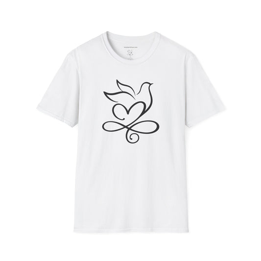 Holy Spirit T-Shirt — Minimalist Dove & Heart Line Art Tee