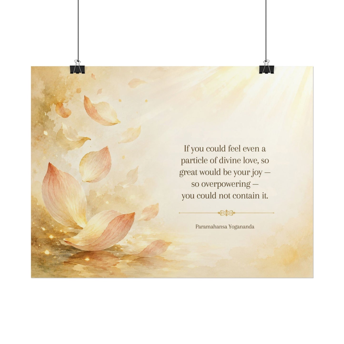Rolled Poster — Inspirational Lotus Quote Wall Art ("If you could feel even a particle of divine love…")