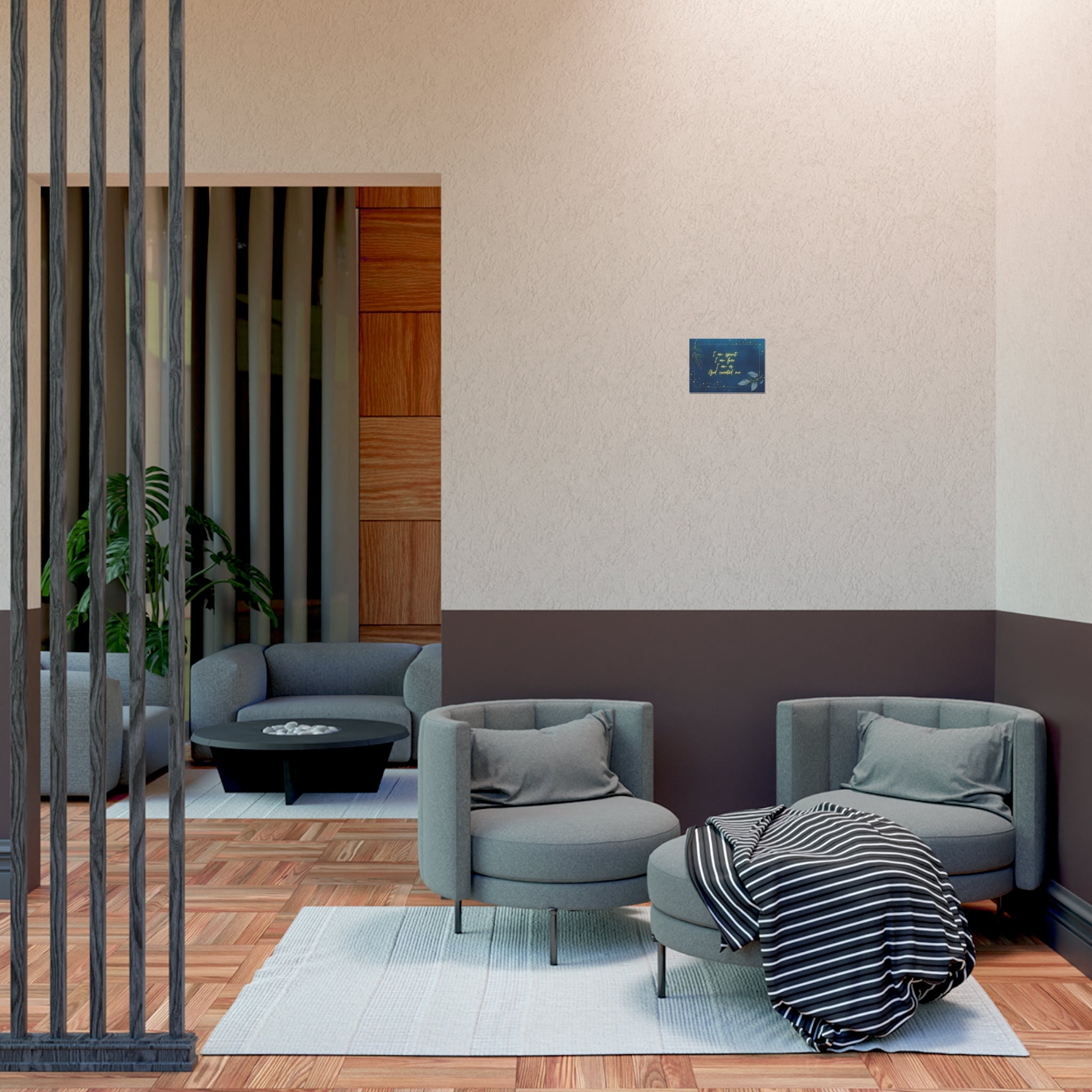 Inspirational Poster — “I am spirit I am free I am as God created me” (Navy & Gold)