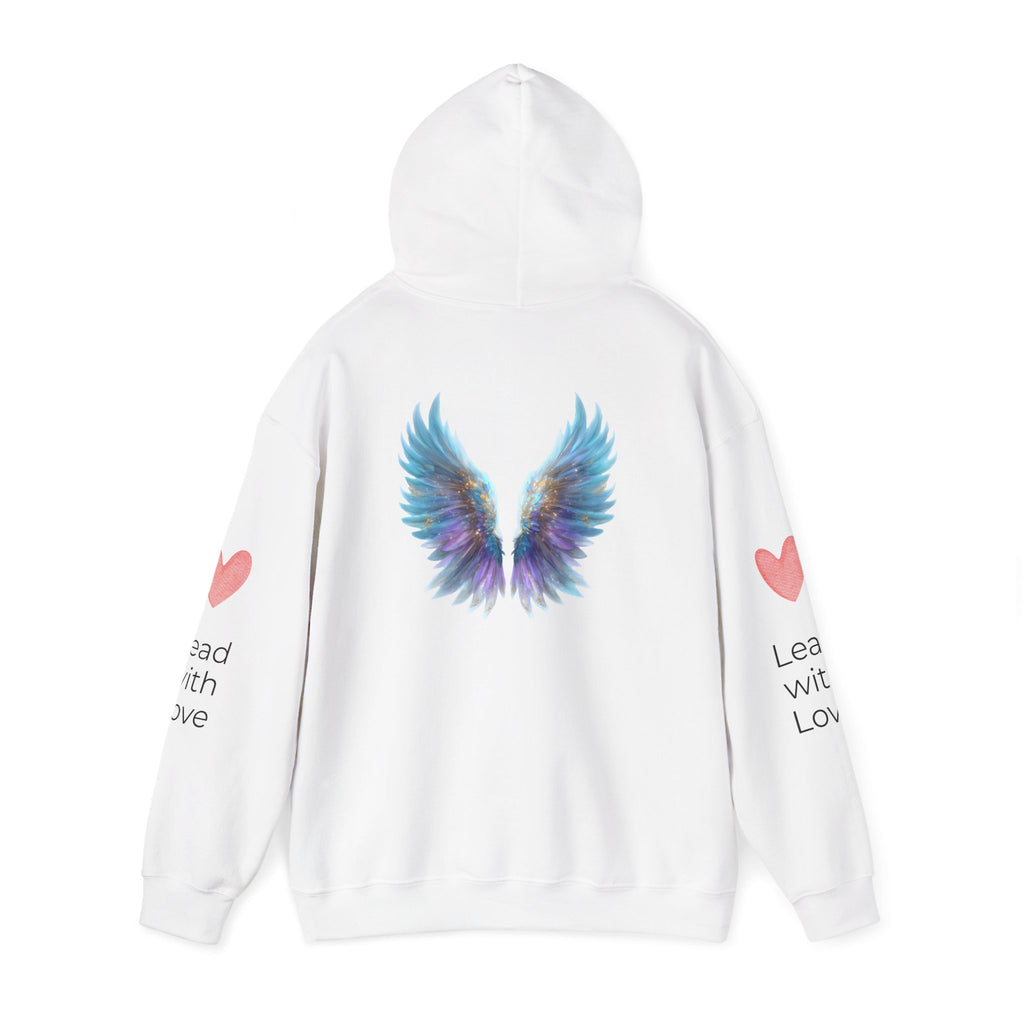 Angel Wings Hoodie, Lead with Love Graphic Hooded Sweatshirt