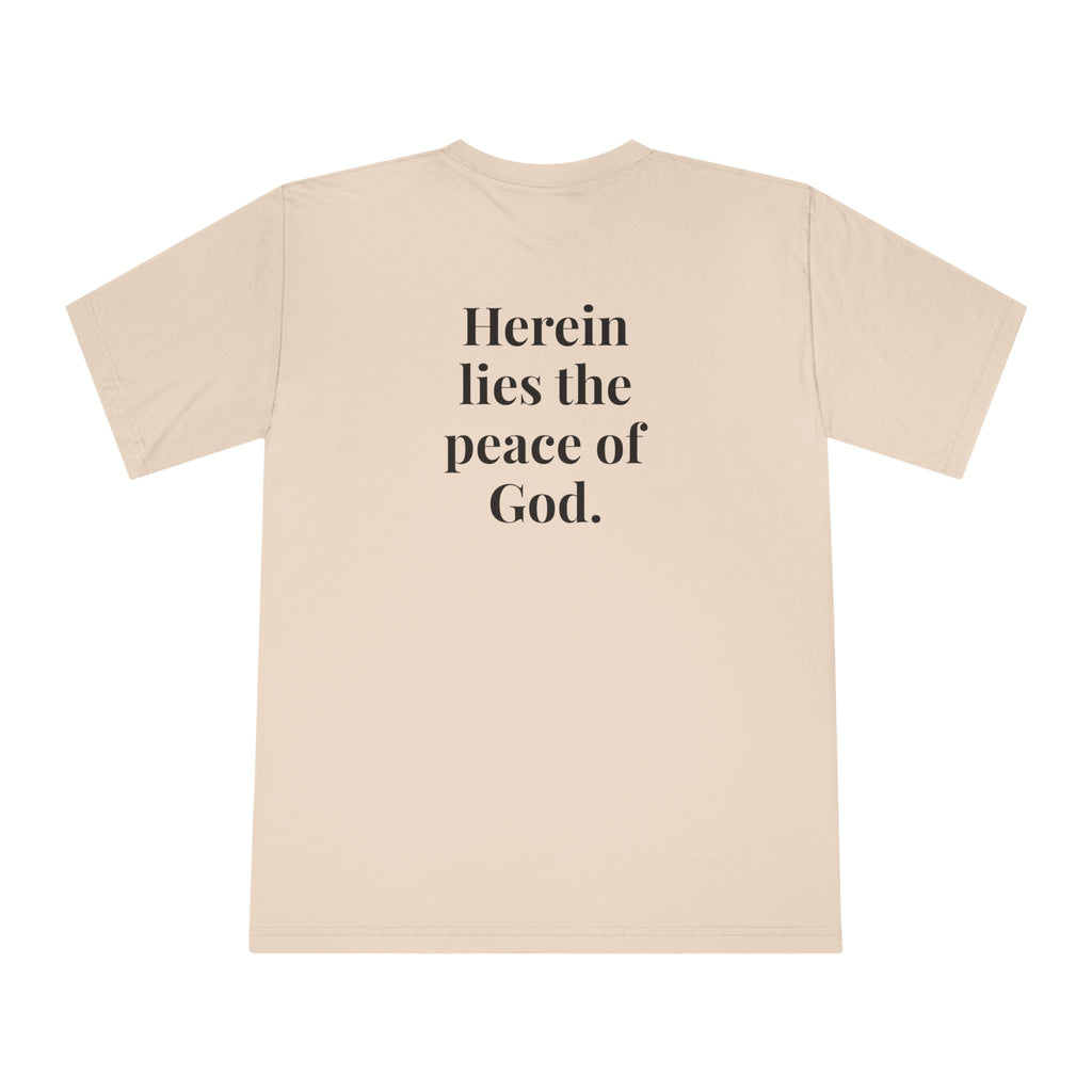 "Nothing real can be threatened" — Inspirational Crewneck T‑Shirt (I am as God Created me)