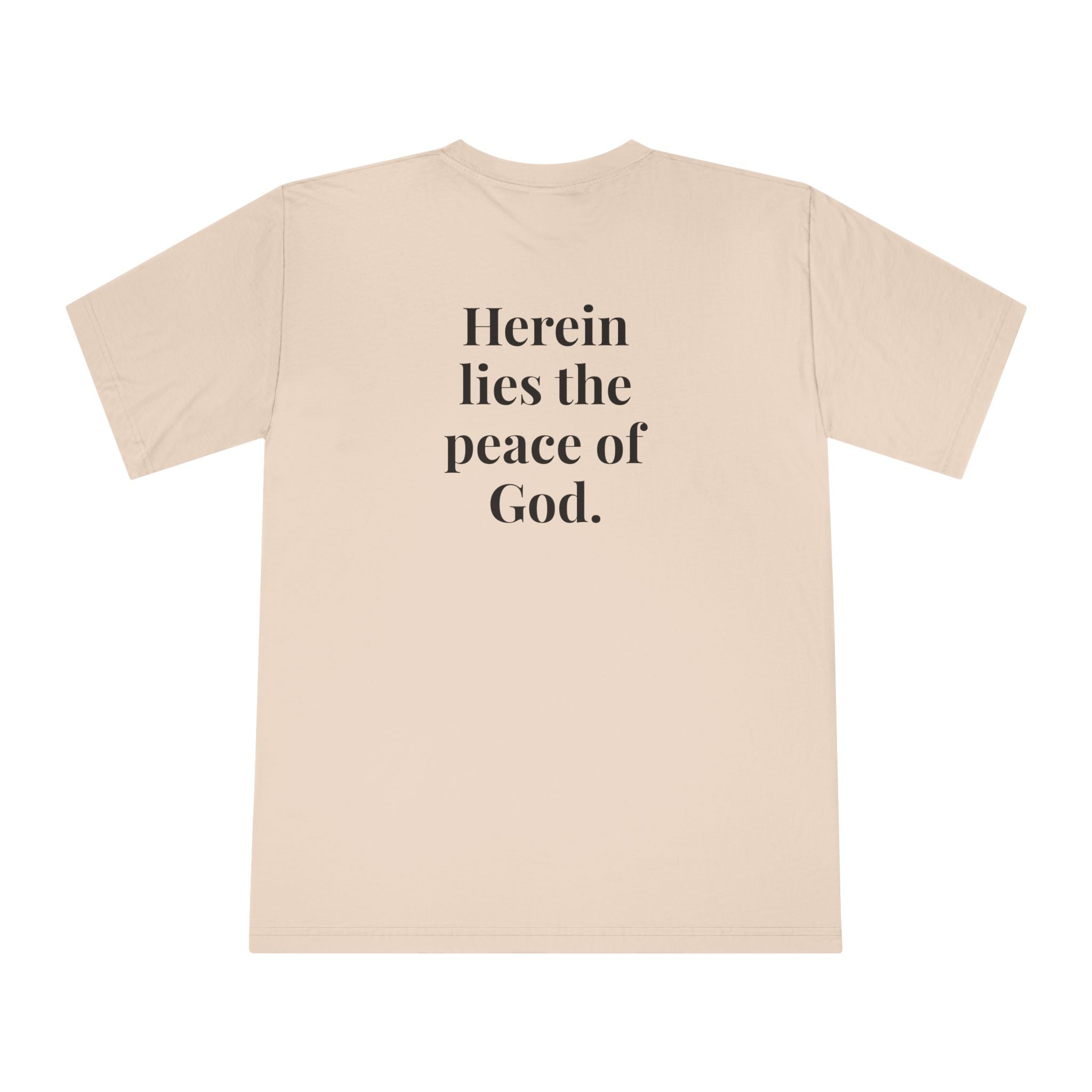 "Nothing real can be threatened" — Inspirational Crewneck T‑Shirt (I am as God Created me)