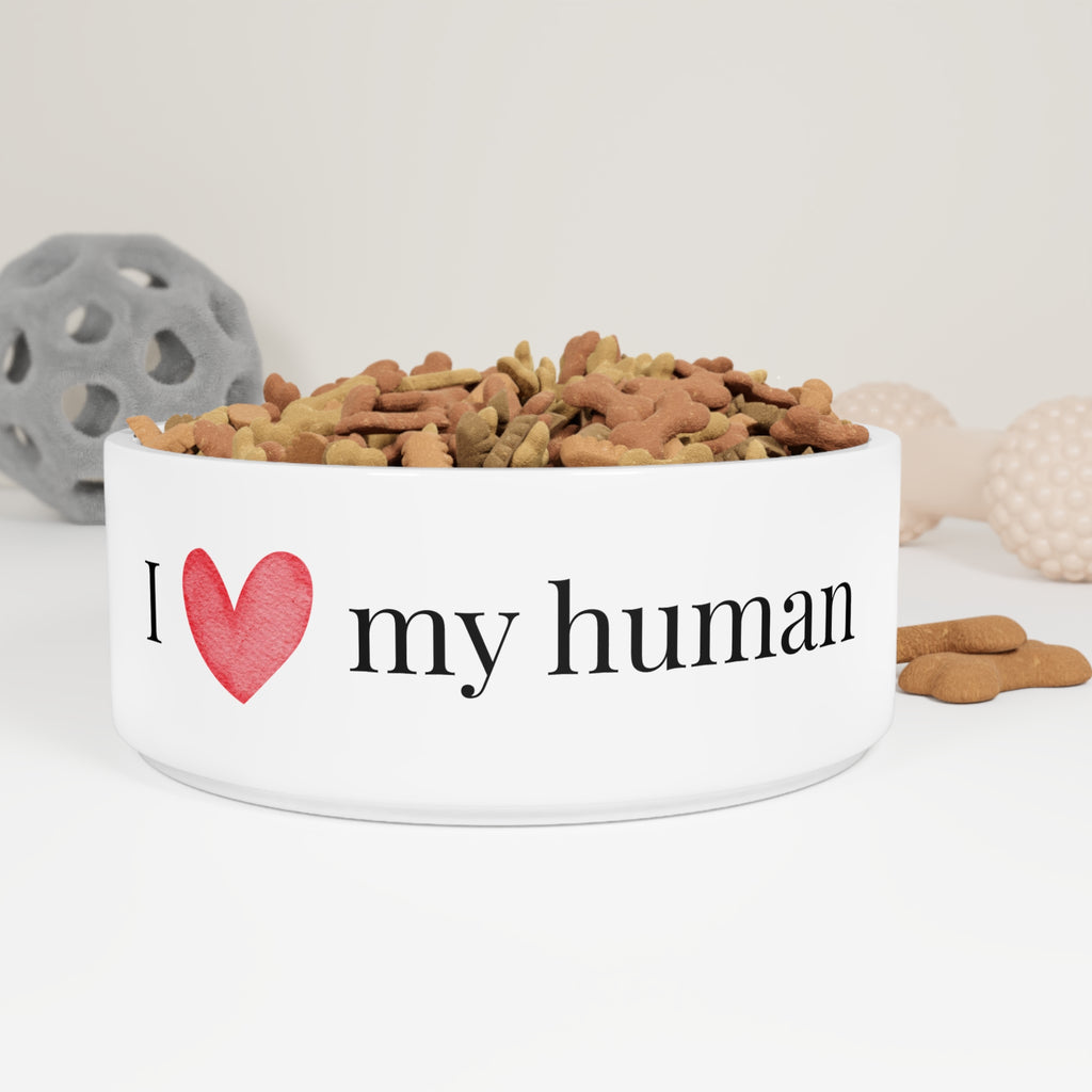 Pet Bowl — "I  Heart My Human" Ceramic Dog & Cat Feeding Bowl
