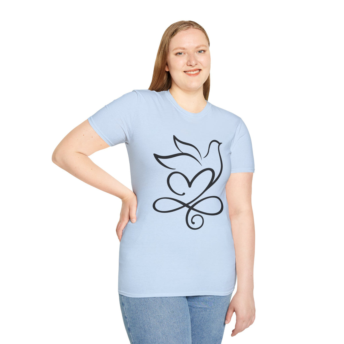 Holy Spirit T-Shirt — Minimalist Dove & Heart Line Art Tee