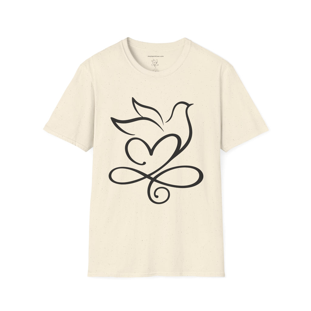 Holy Spirit T-Shirt — Minimalist Dove & Heart Line Art Tee