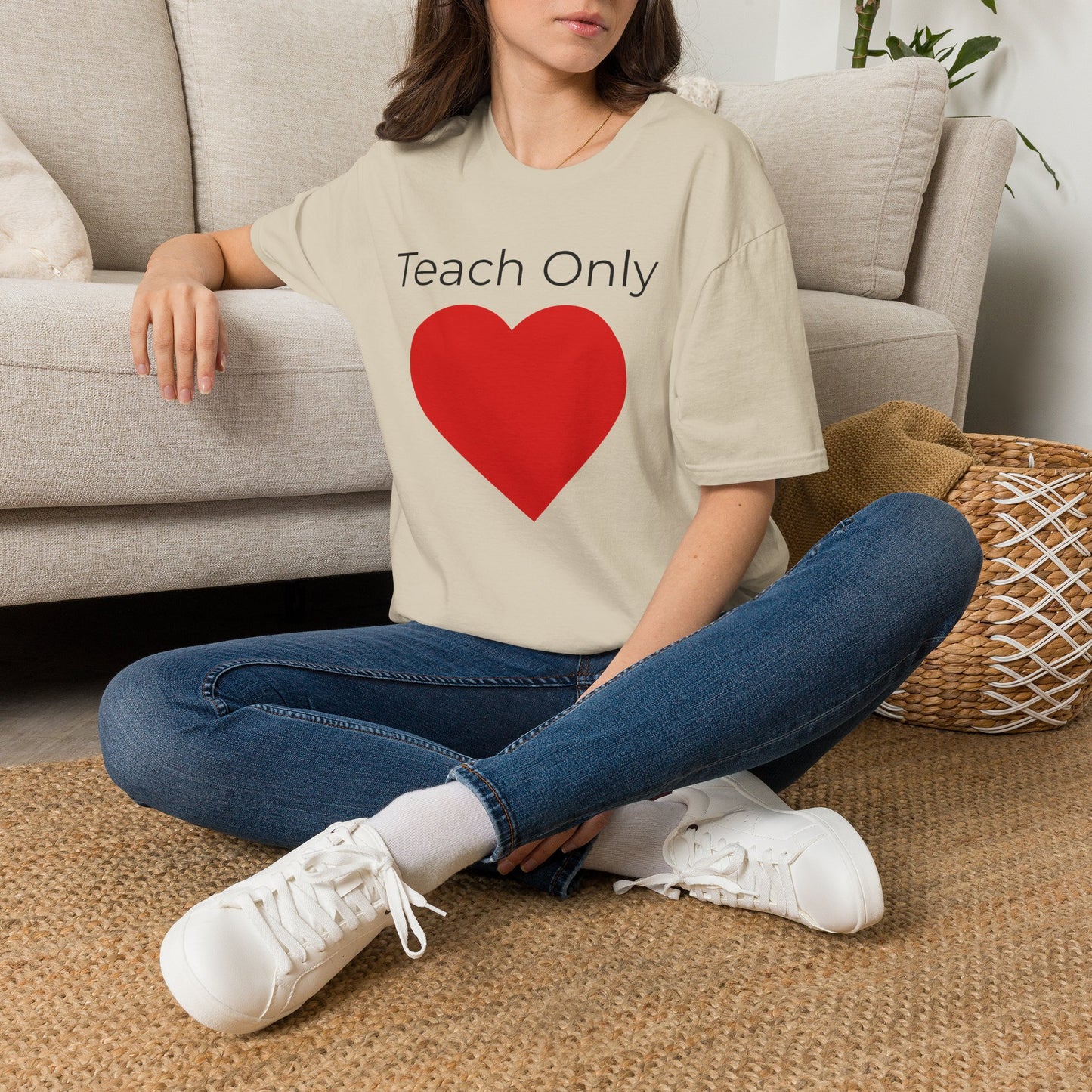 Teach Only Love T-Shirt — Big Red Heart  Tee