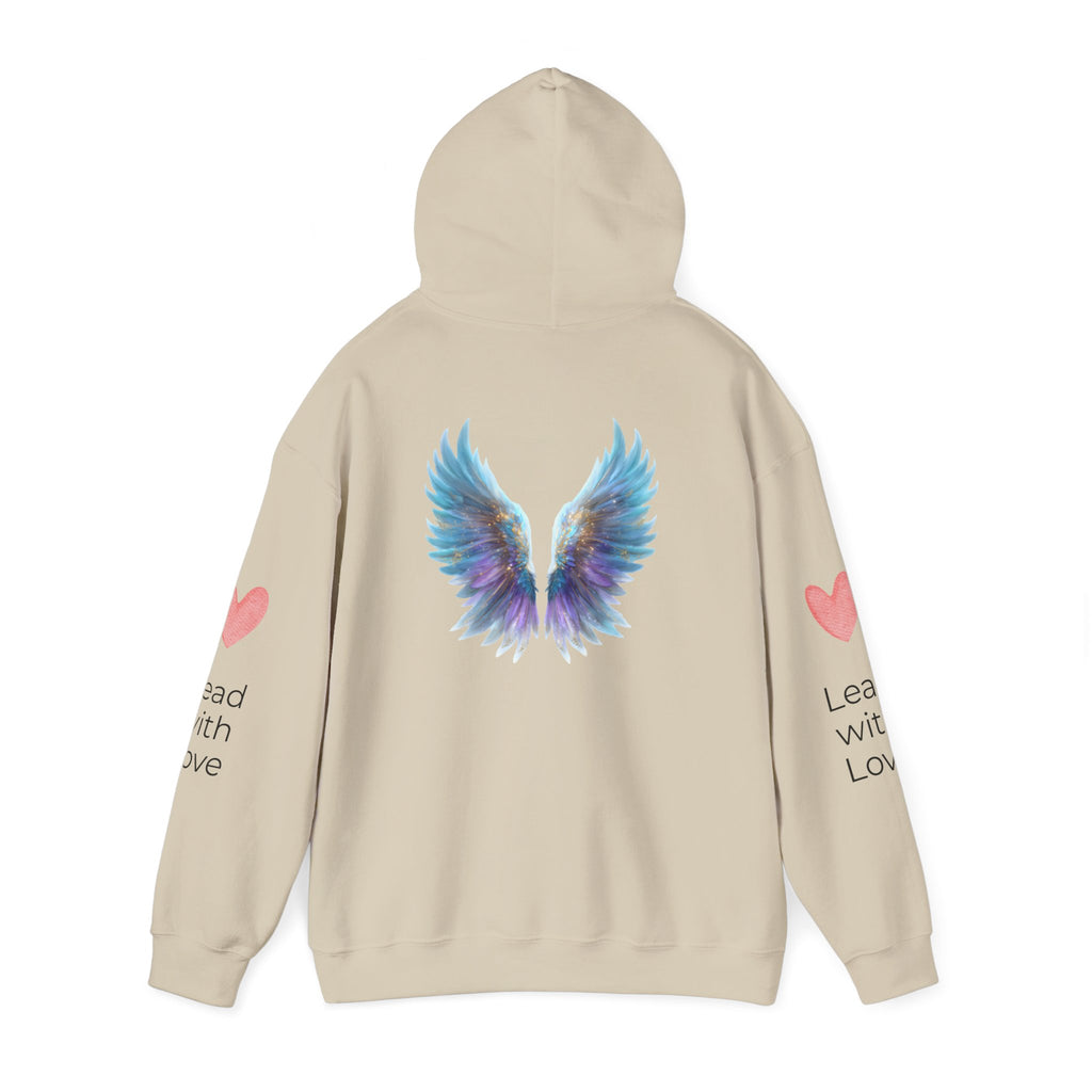 Angel Wings Hoodie, Lead with Love Graphic Hooded Sweatshirt