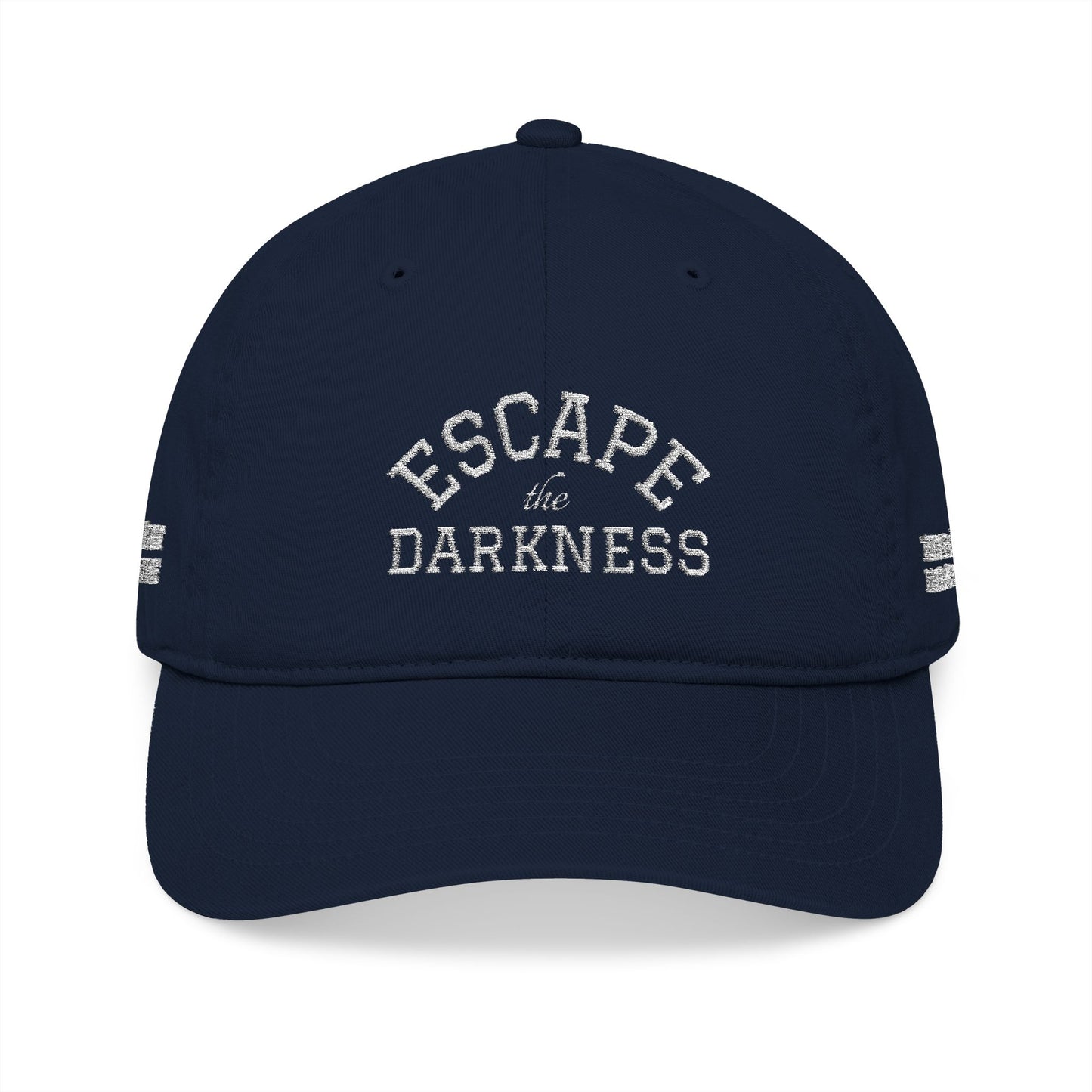 Escape the Darkness Embroidered Baseball Cap — Organic Cotton, Spiritual Hope Hat