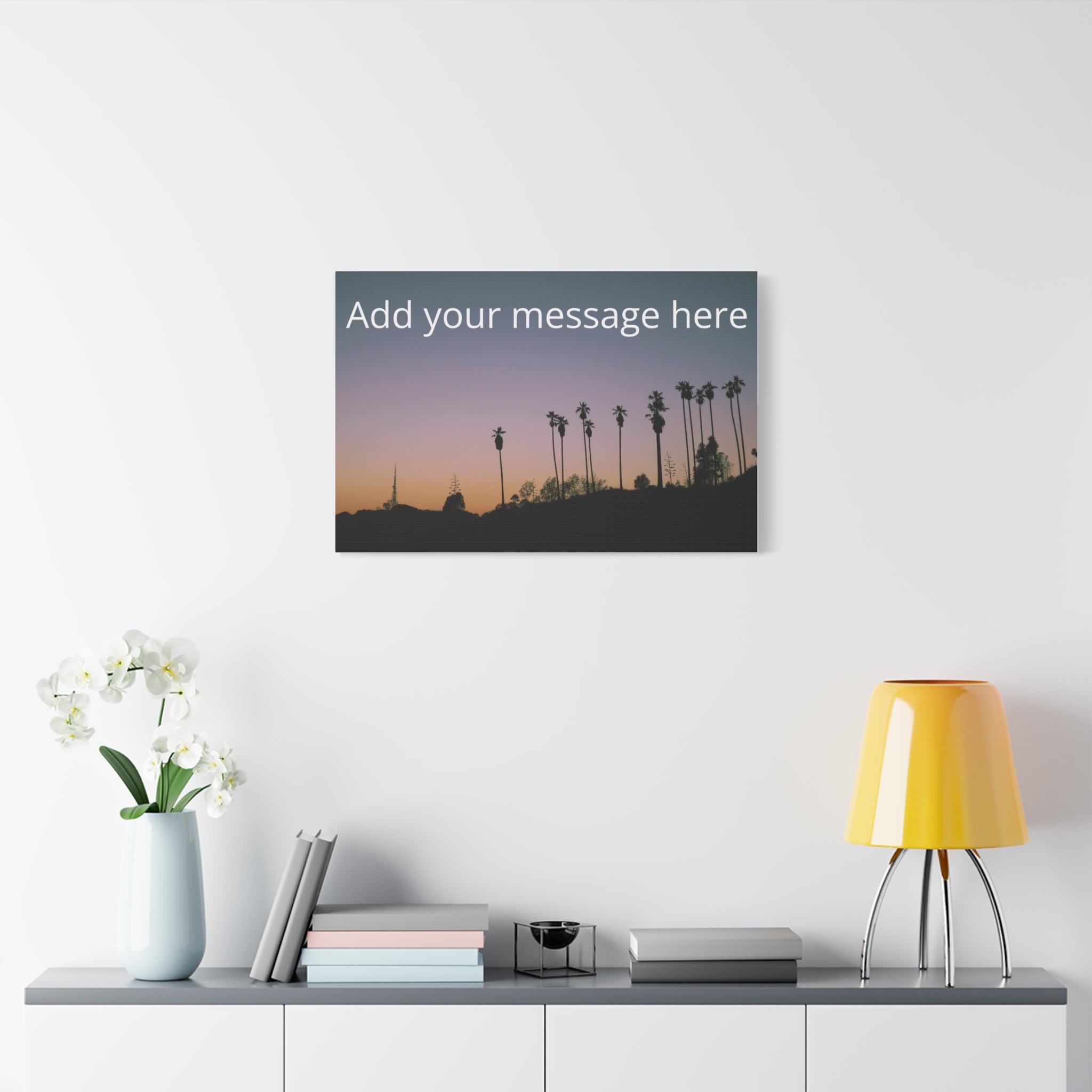 Personalized Sunset Palm Canvas  with Custom Text