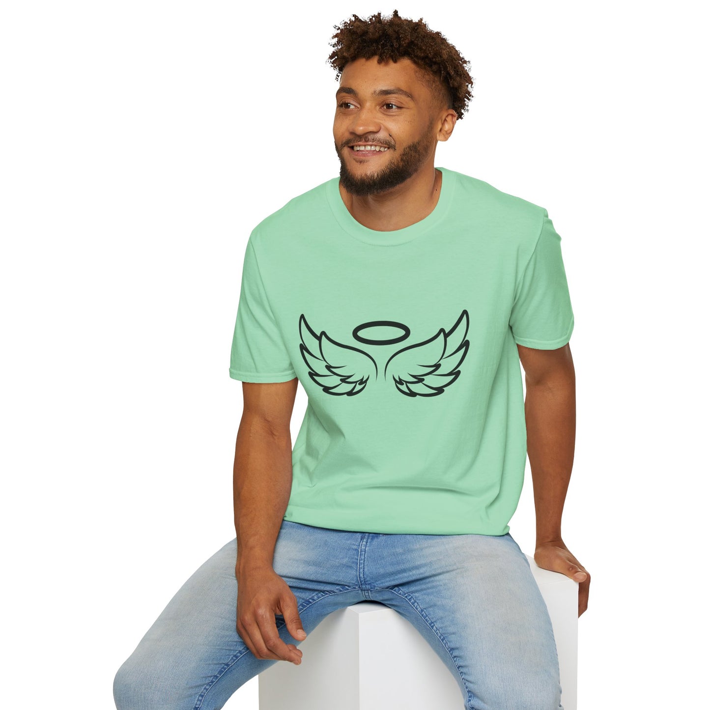 Angel Wings Graphic T-Shirt — Halo & Wing Minimalist Tee