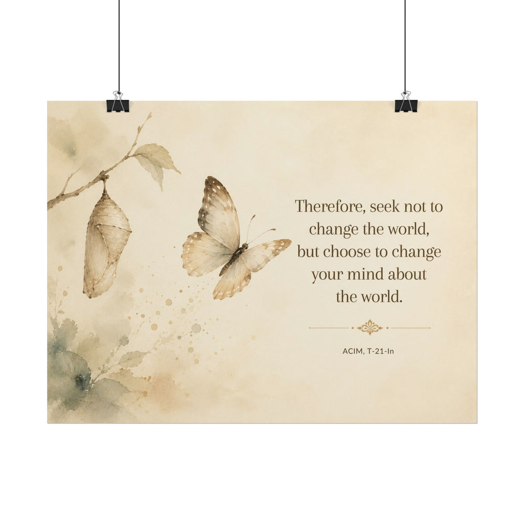 Butterfly Inspirational Poster — "Seek Not to Change the World" Rolled Wall Art