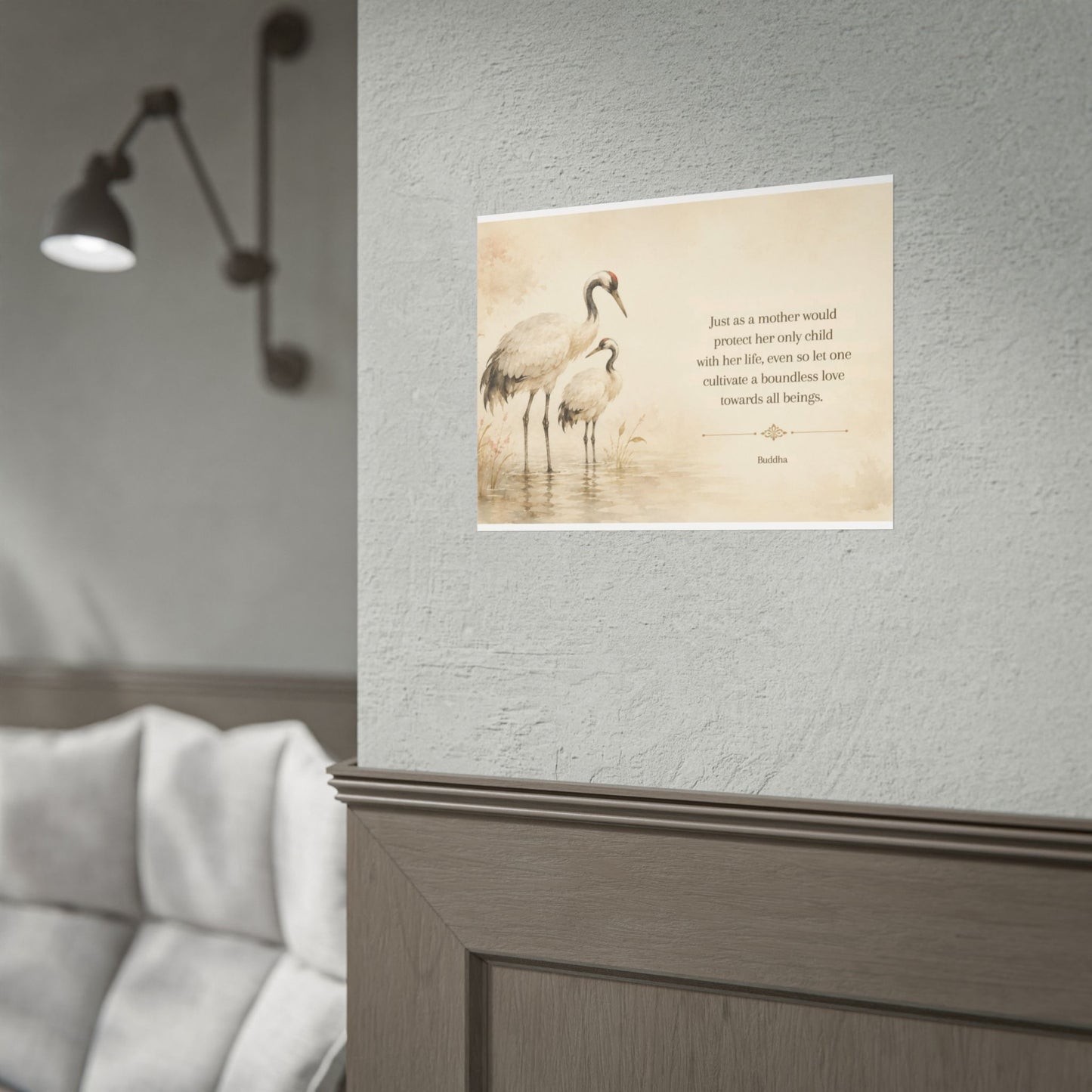 Buddha Crane Quote Poster — Rolled Wall Art with ‘Cultivate a Boundless Love’ Quote