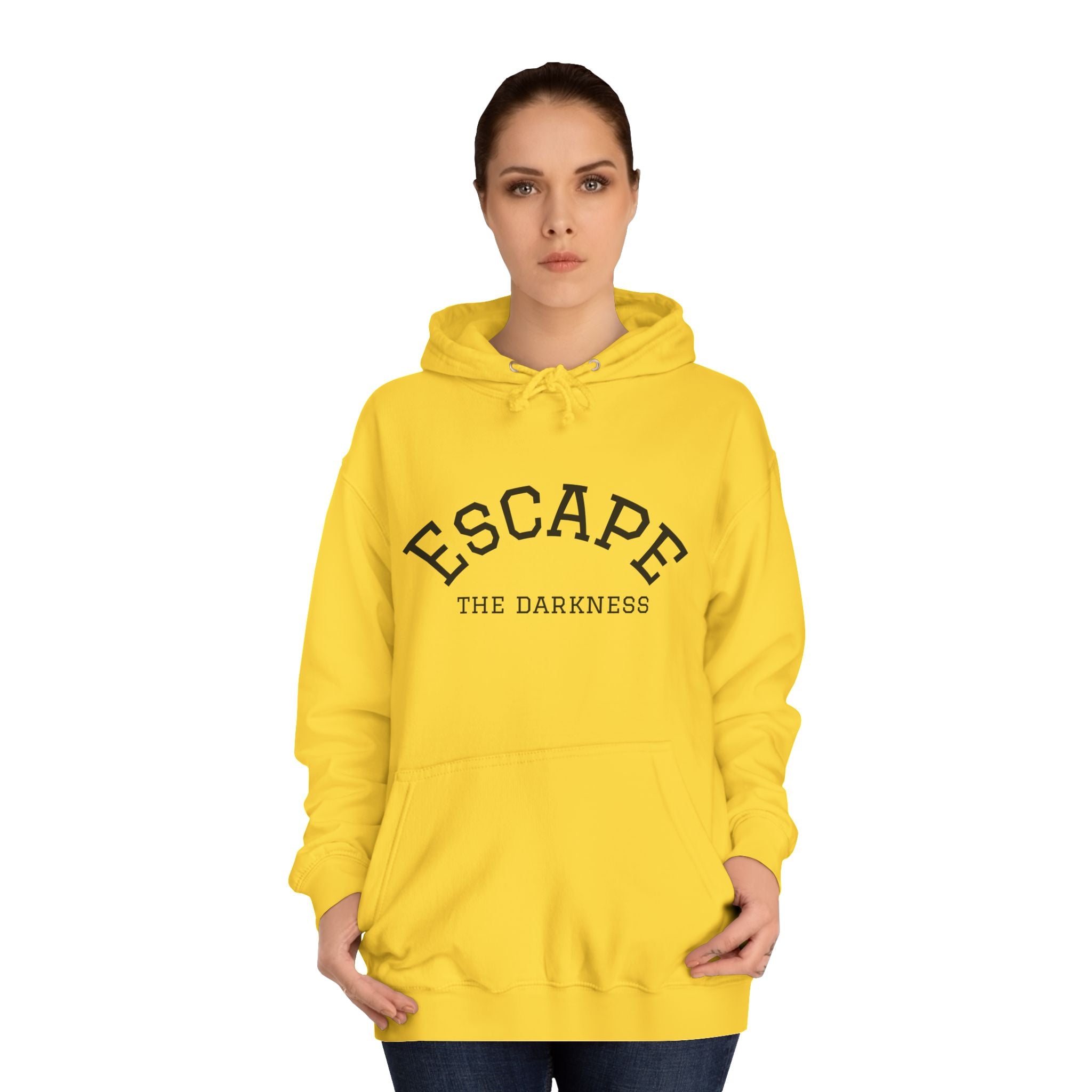 Escape the Darkness Hoodie — Heart Graphic College Pullover