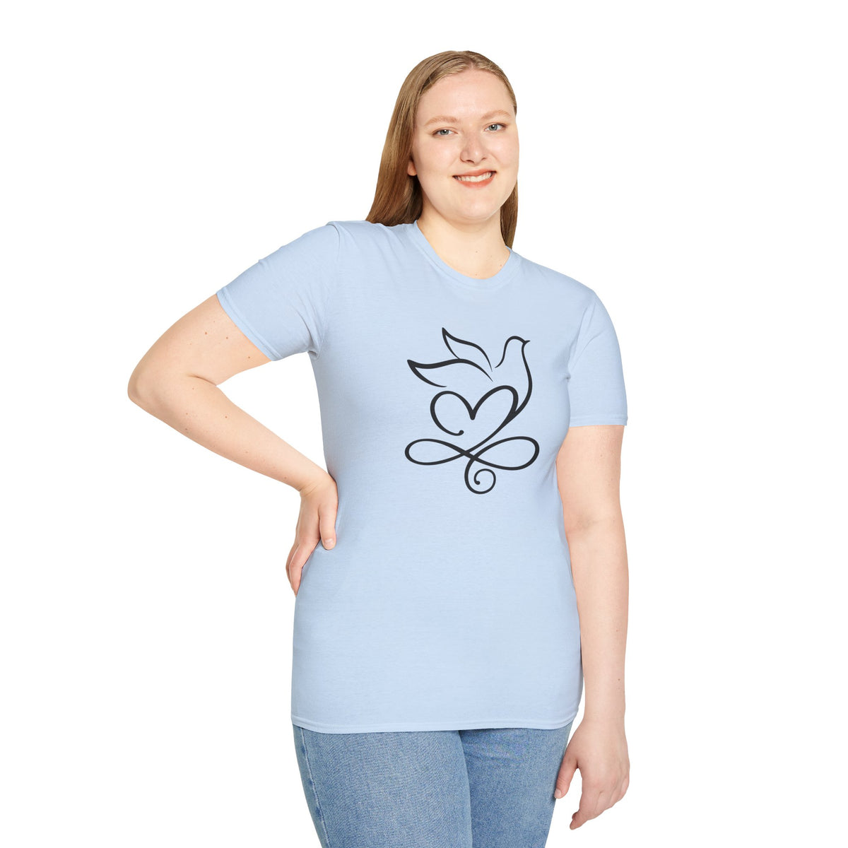Holy Spirit T-Shirt — Minimalist Dove & Heart Line Art Tee