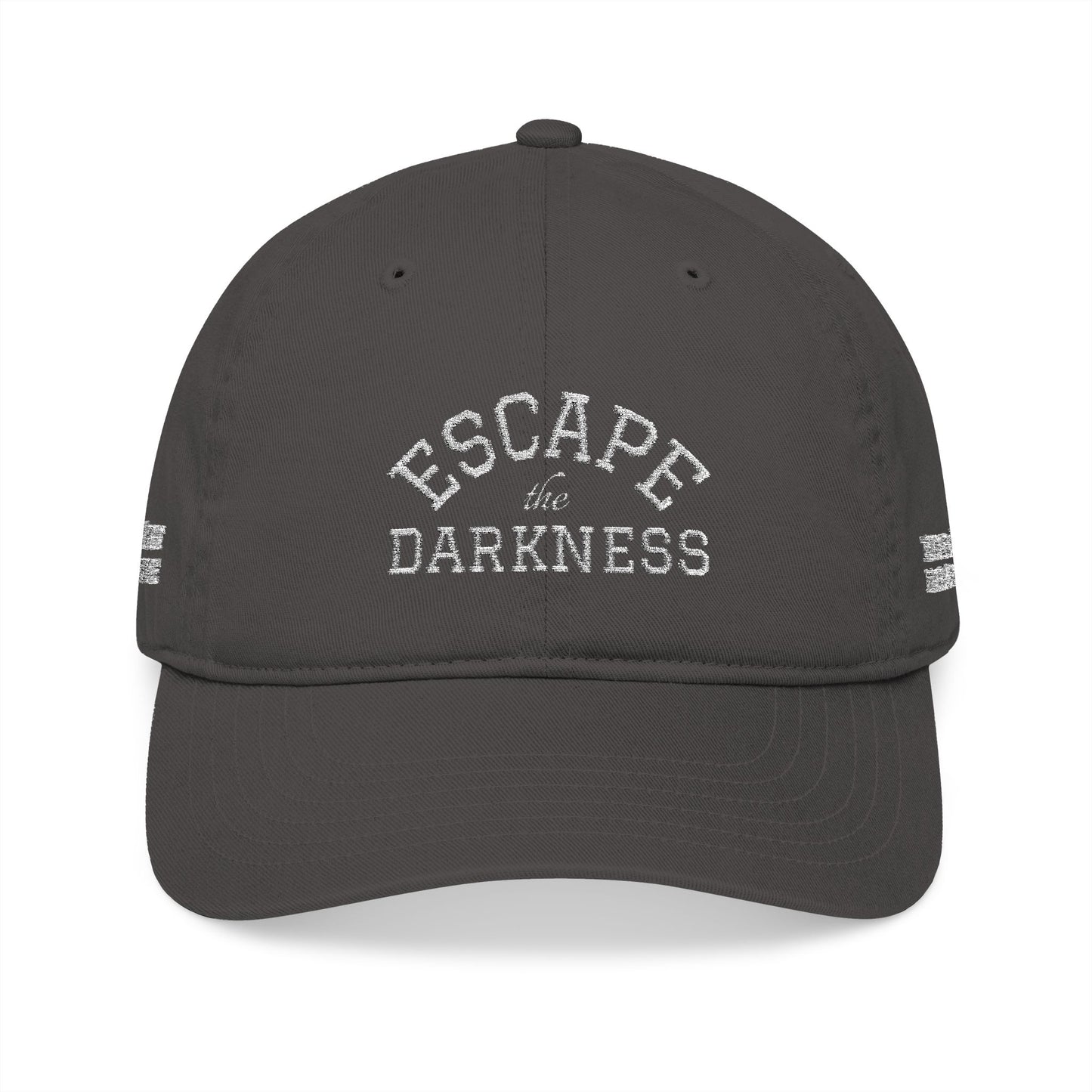 Escape the Darkness Embroidered Baseball Cap — Organic Cotton, Spiritual Hope Hat
