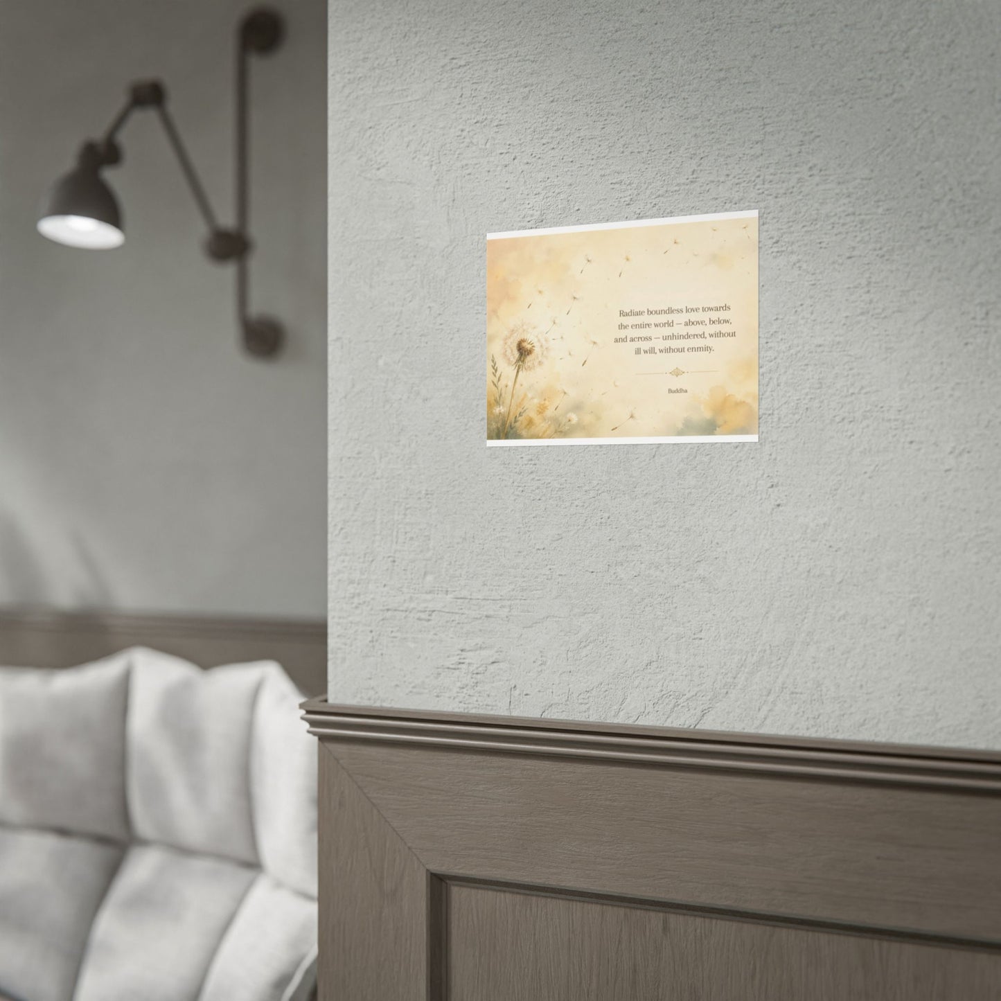 Inspirational Dandelion Poster — "Radiate boundless love" Buddhist Quote Rolled Art Print